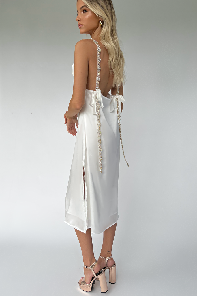 SOFIA MIDI DRESS PEARL SILK Sisters The Label