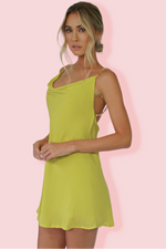 YVETTE MINI DRESS - CHARTREUSE CHASE SILK