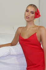 YVETTE MINI DRESS - SCARLET SCANDAL SILK