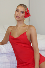 YVETTE MINI DRESS - SCARLET SCANDAL SILK